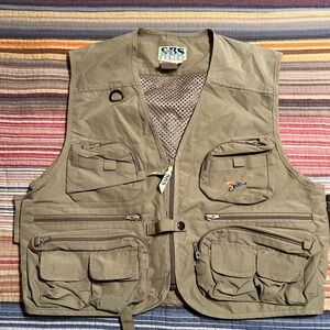 SBS DESIGN Fishing Vest Men's Size M‎ Khaki Multi Pocket Outdoor Utility